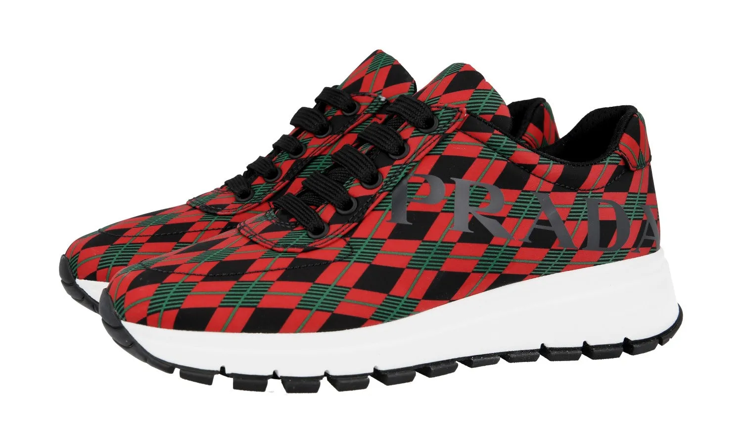 Foot Motion Prada Women's Red Scottish Tartan Prax01 Sneaker 1E552L