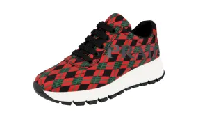 Comfortable Step Supportive Heel Counter Prada Women's Red Scottish Tartan Prax01 Sneaker 1E552L