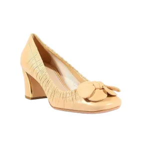 Prada Women's Designer Floral Bow Beige Pumps Nappa Leather Designer Shoes (prw79) Step Light