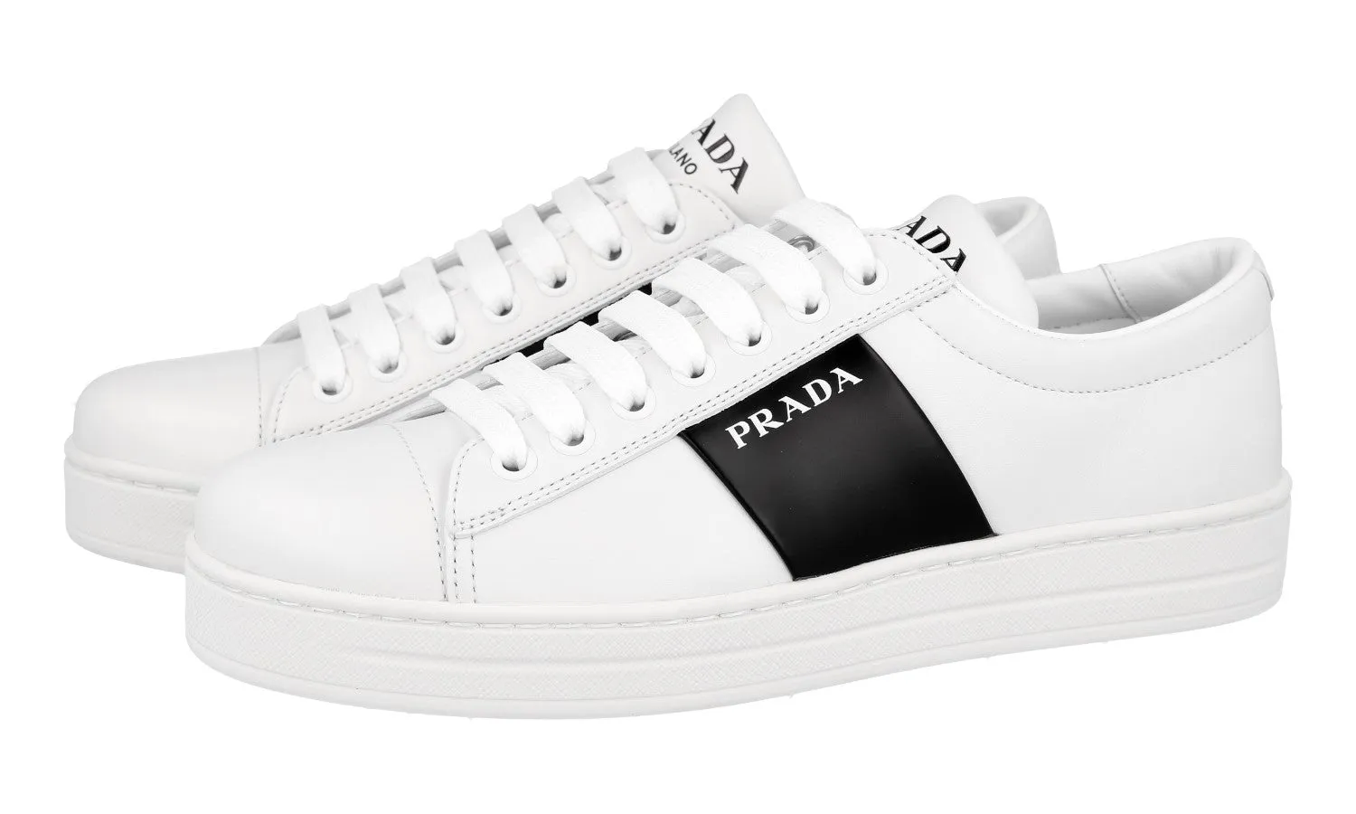 Everyday Wear Prada Women's White Leather Downtown Sneaker 1E144N