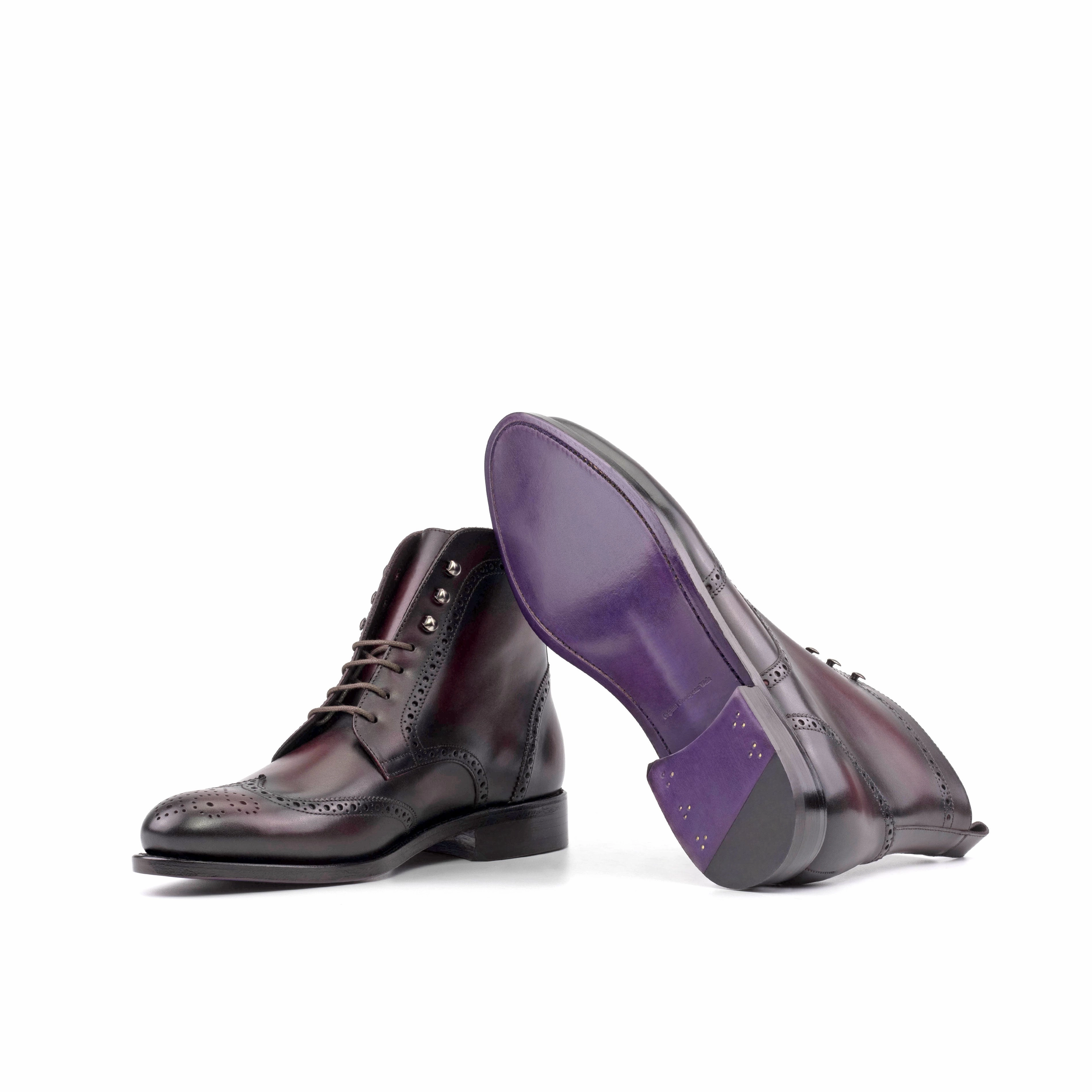 Burgundy Box Calf Leather Brogue Boot Comfort collar