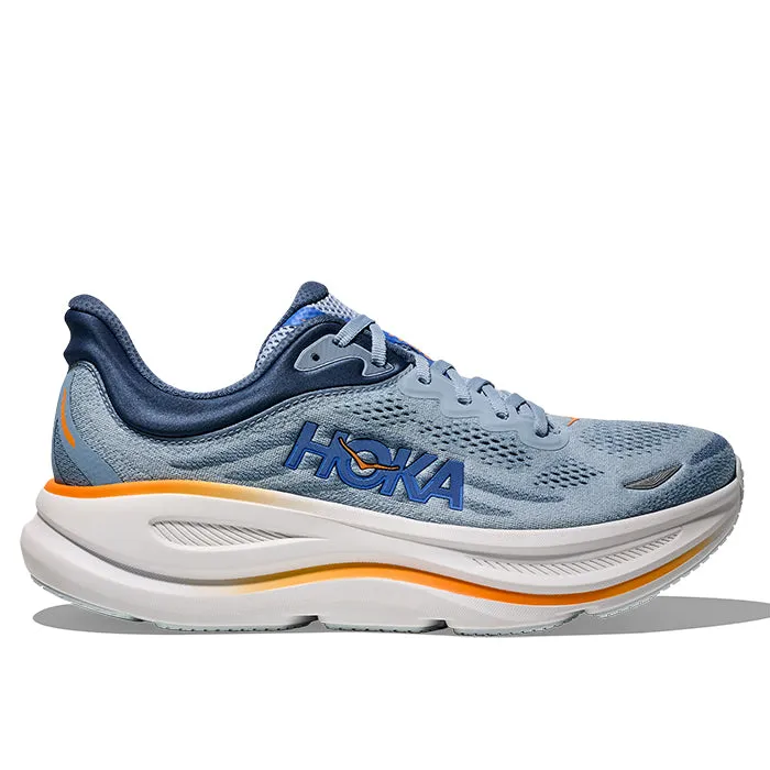 Smooth Support Elastic Sides Mens Hoka Bondi 9 in Drizzle/Downpour