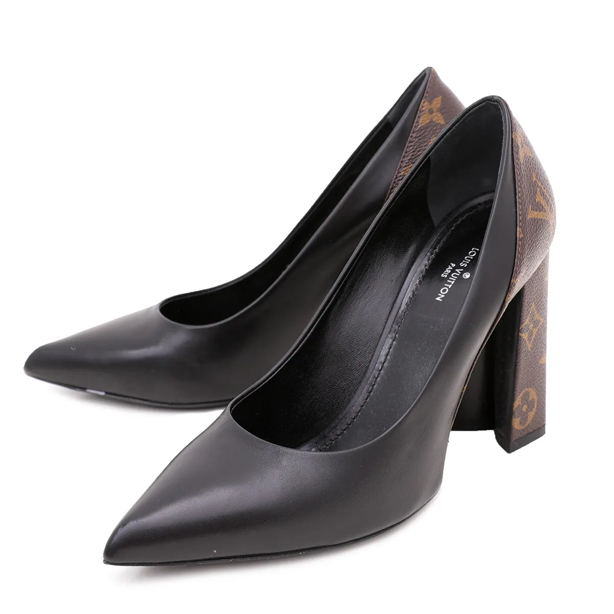 Louis Vuitton Black Monogram Matchmake Pump 39 Leather Touch