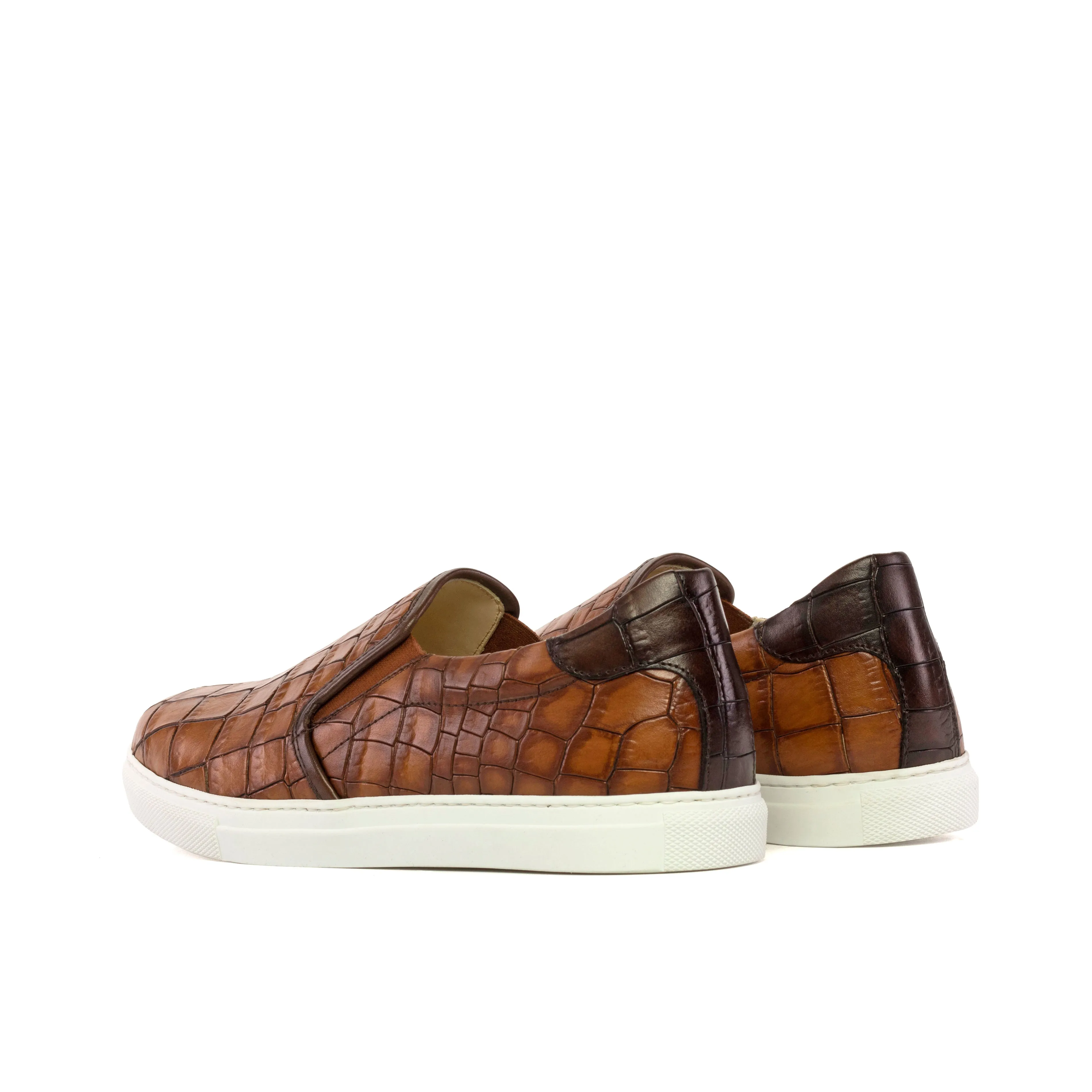 Flex Zones Engineering Med & Dark Brown Croco Slip-On Sneakers