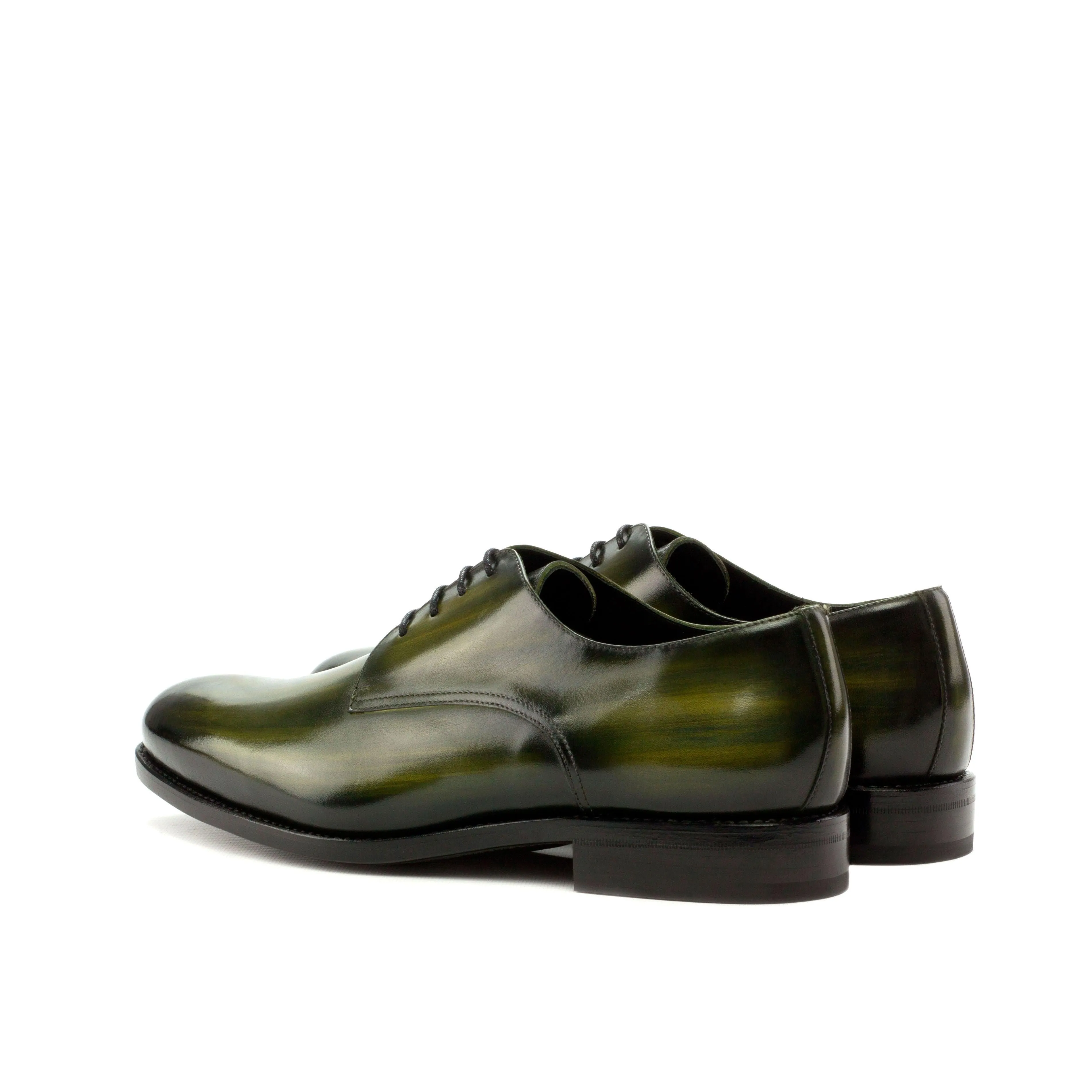 Khaki Green Patina Leather Derby Shoes Timeless Quality