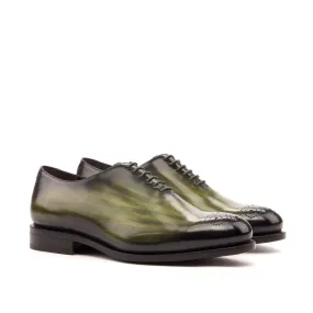 Club Night Italian Design Khaki Green Patina Leather Wholecut Shoes