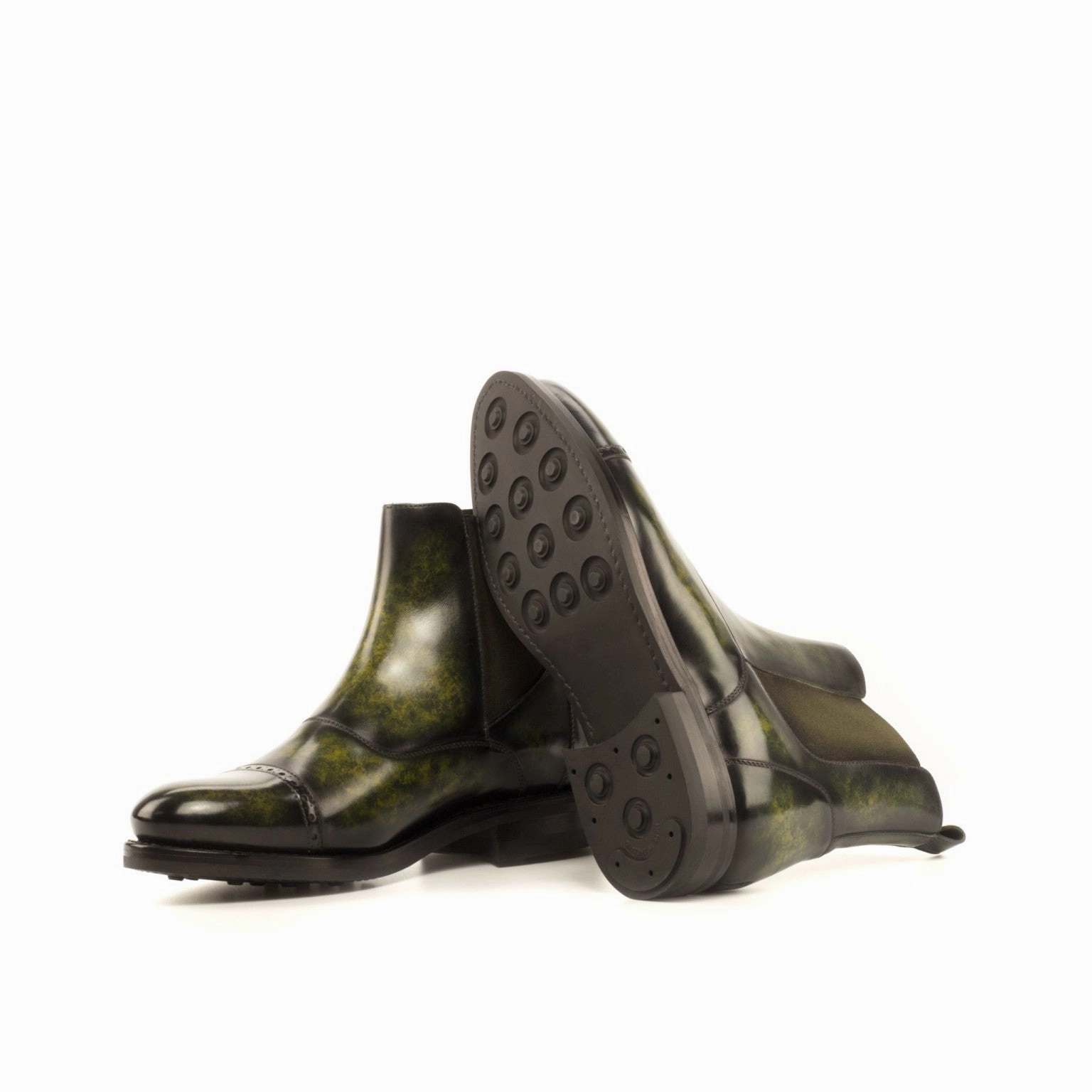 Stable Support Windy Weather All Day Khaki Green Marbled Patina Chelsea Boots
