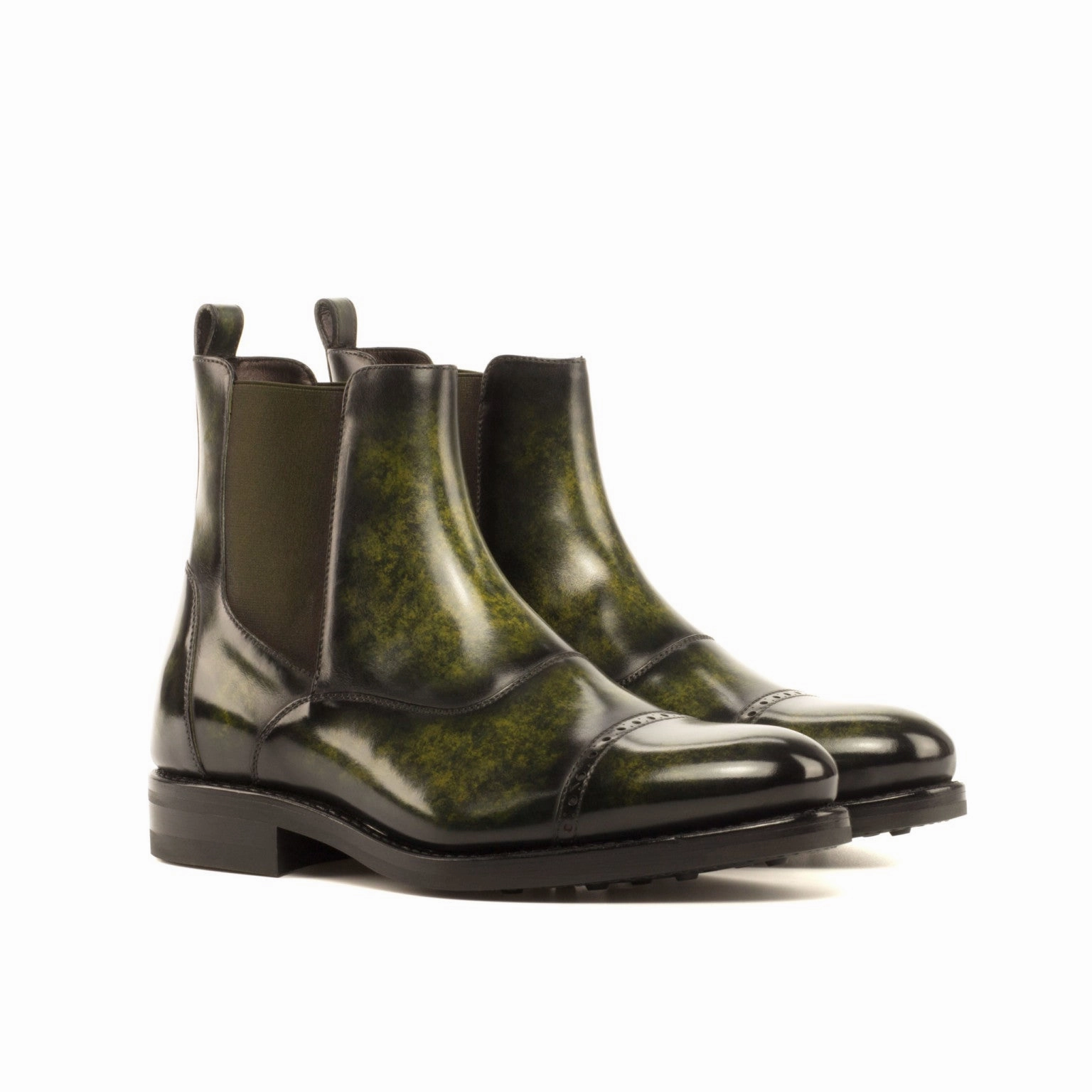Slip Resistant Daily Walks Khaki Green Marbled Patina Chelsea Boots