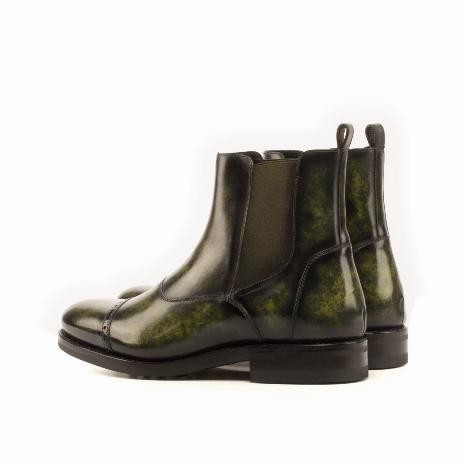 Anti Fatigue Khaki Green Marbled Patina Chelsea Boots