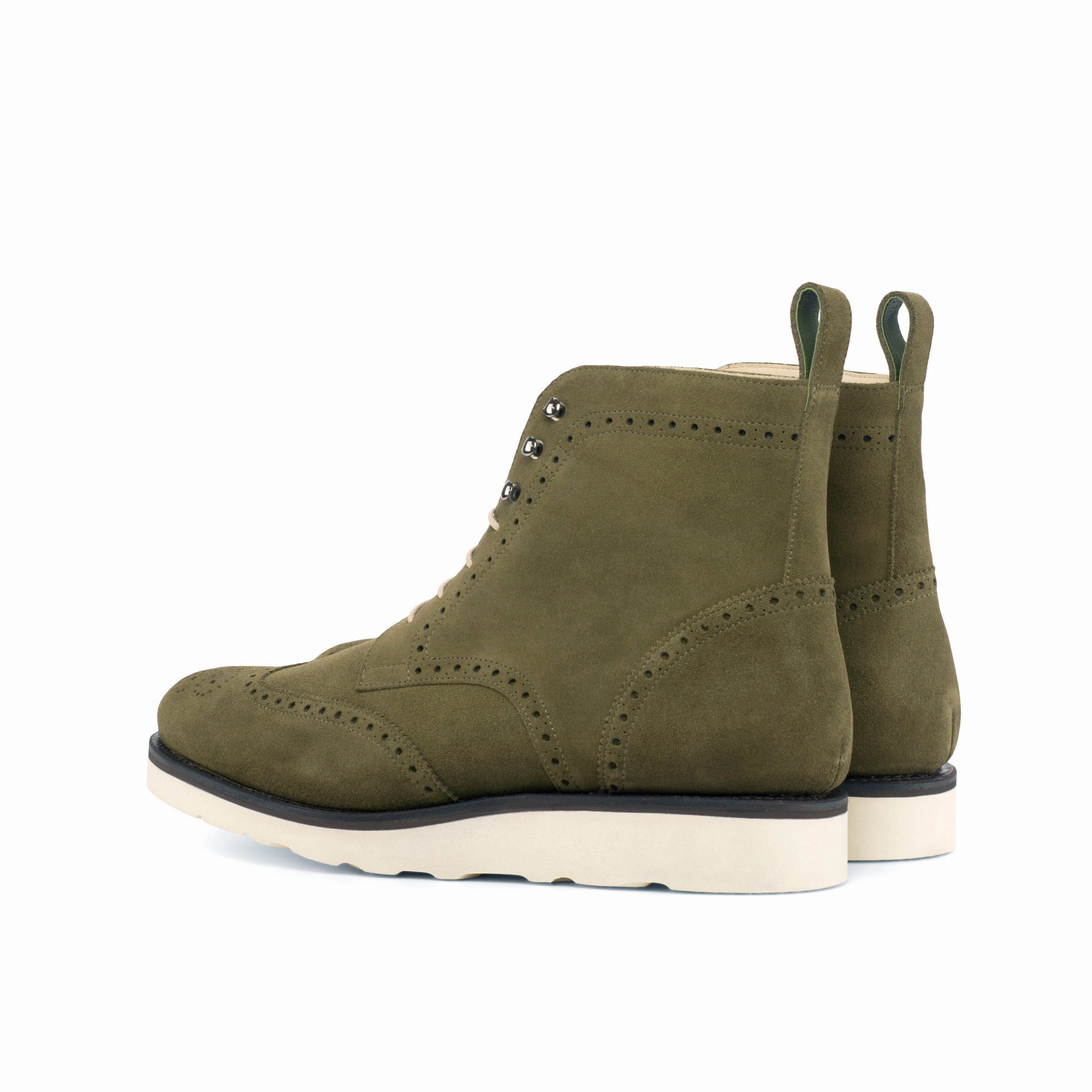 Eco Material Trail Runner Khaki Suede Brogue Boots