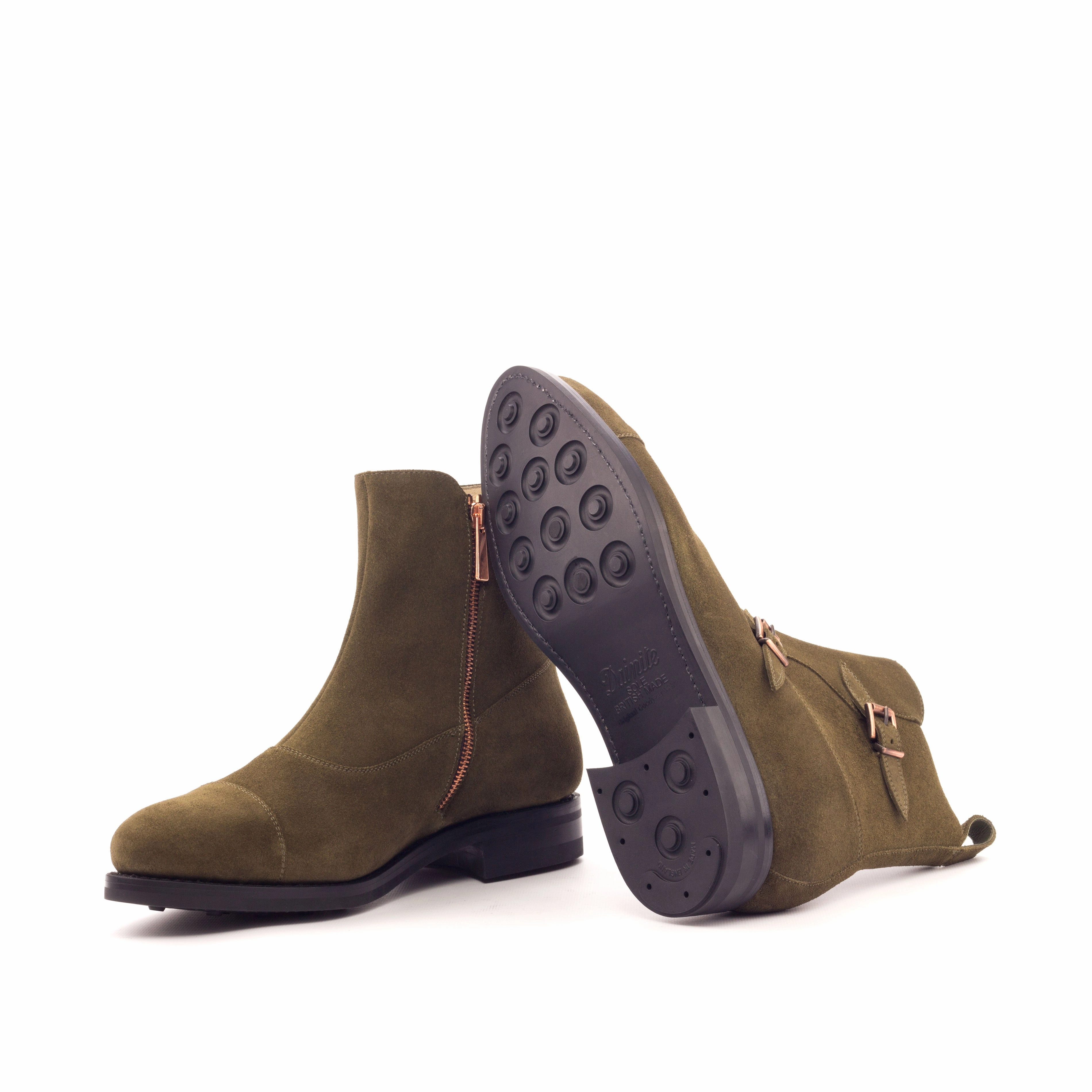 Shock Absorbing Urban Commute Khaki Suede Double-Monk Boots