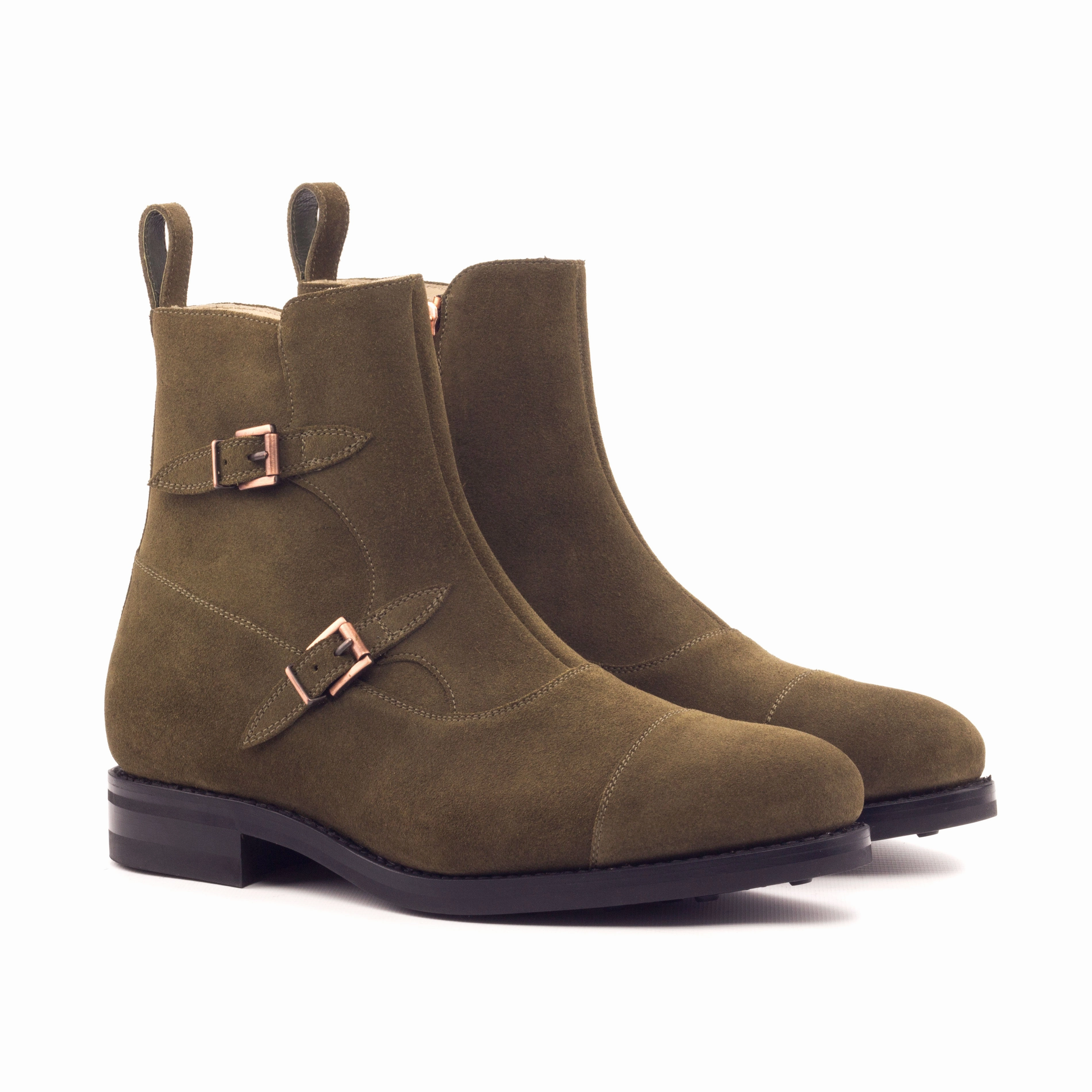 Khaki Suede Double-Monk Boots AntiOdor