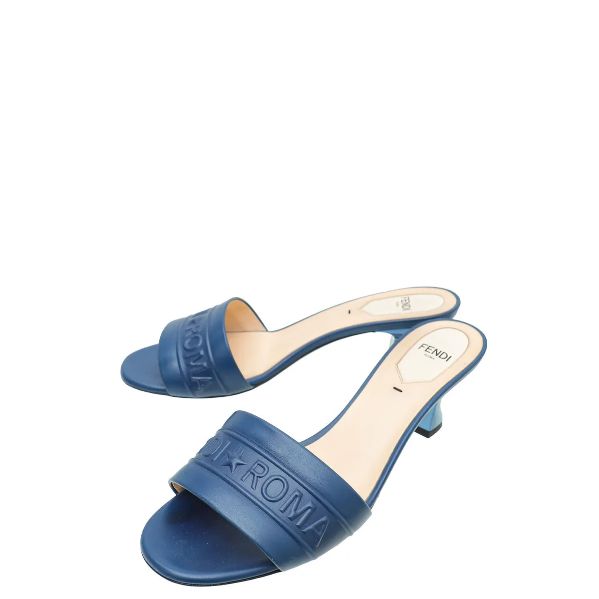 Memory Foam Casual Wear Free Soul Fendi Blue "Fendi Roma" Slide Sandals 37