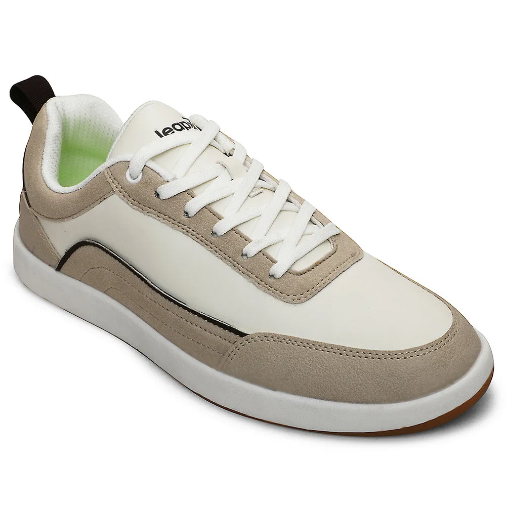 Versatile Wear Leap7x Beige Casual Lacing Sneakers For Men CLASTO-2E By Liberty