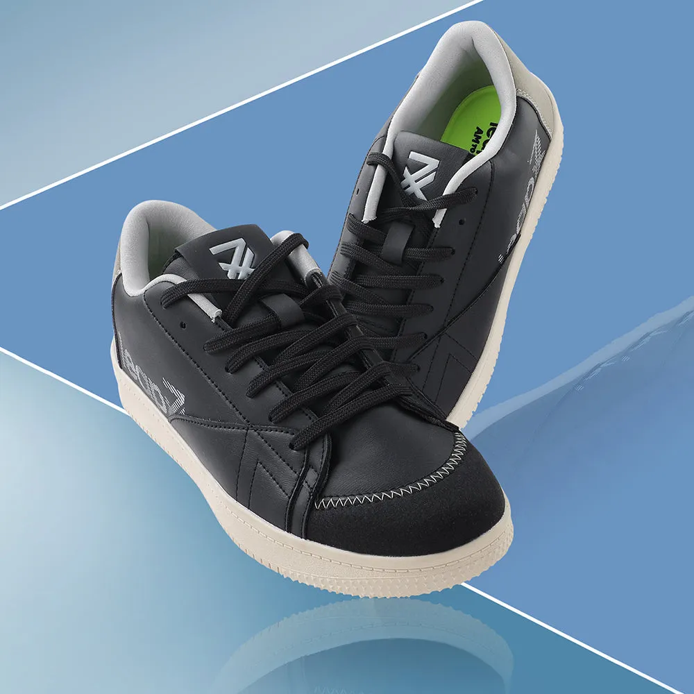 Leap7x Black Casual Lacing Sneakers Shoes For Men NEXTER-1E By Liberty stripe - pattern shoes track - and - field shoes