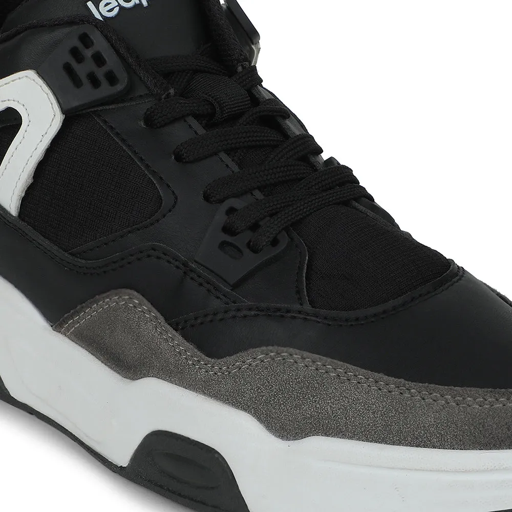 Leap7x Black Casual Sneakers For Men RETRO-02 By Liberty genuine leather shoes