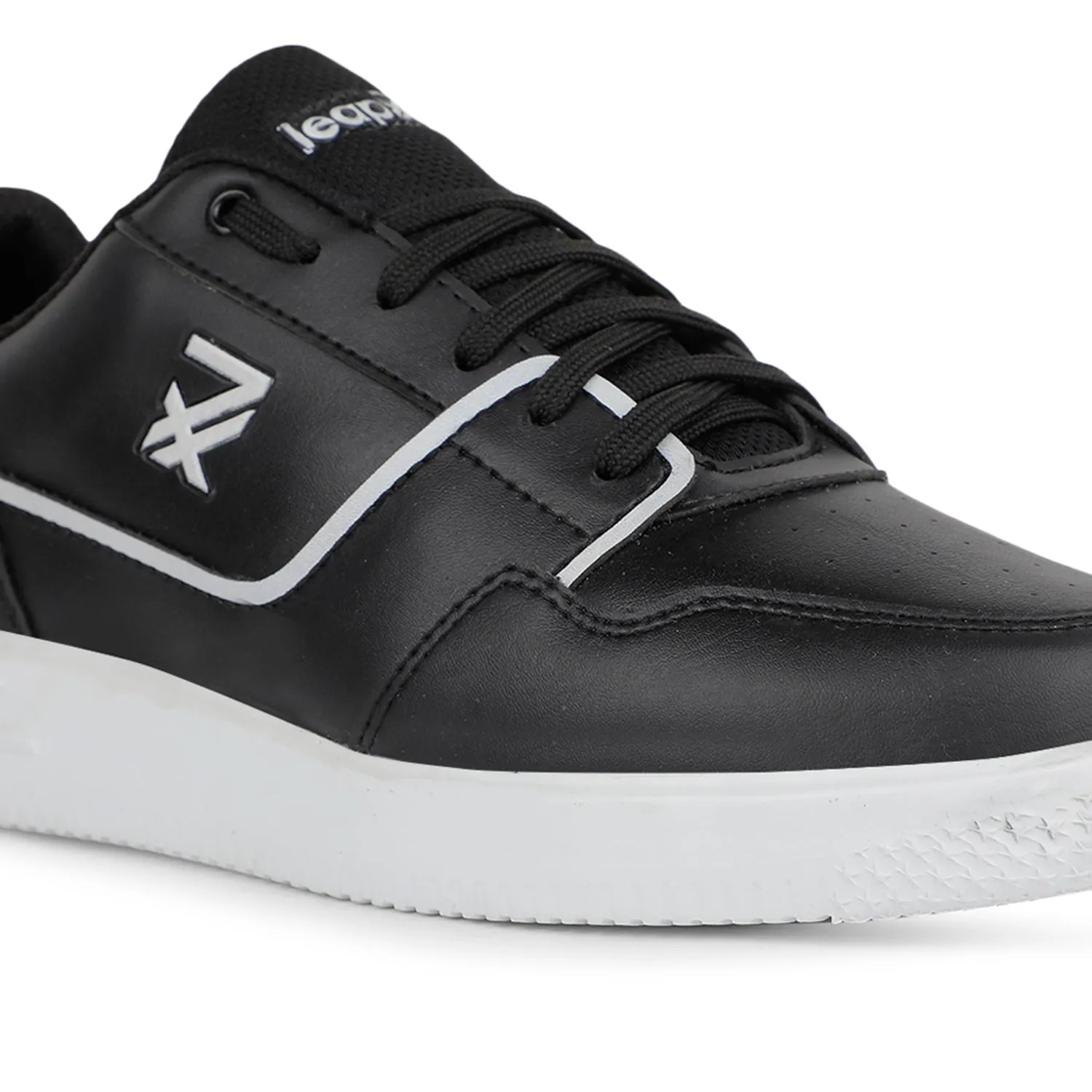 running for weight loss shoes Comfort Cuffs Leap7x Casual Black Sneakers For Mens SNOOKIS-2E By Liberty