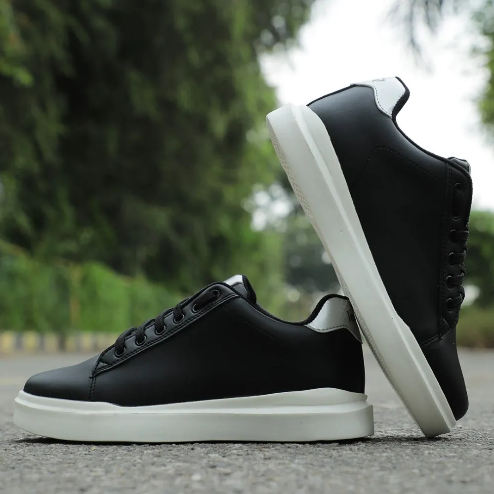 Leap7x Casual Black Sneakers For Women FEMINA-4E By Liberty professional runner forefoot - padded running shoes