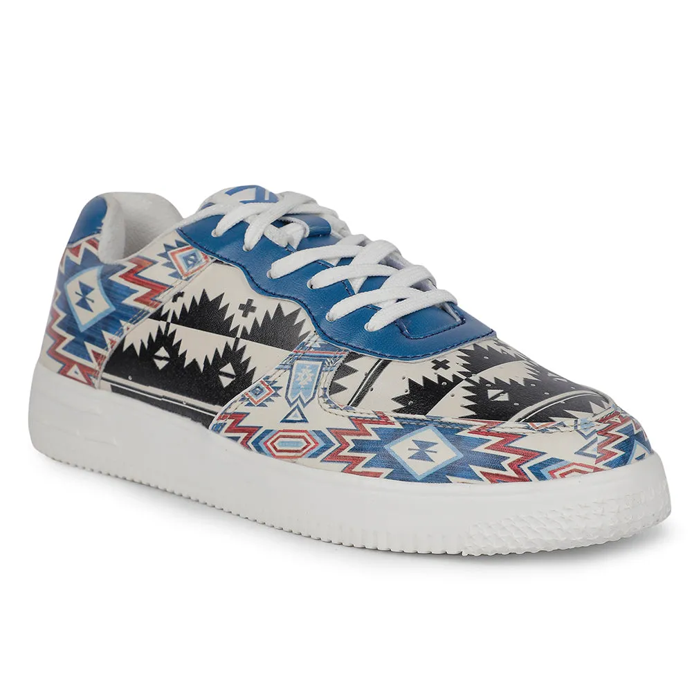 Leap7x Lacing White Printed Himalayan Handloom Casual Sneakers For Men MJH-M04 By Liberty gel - cushioned shoes triple - strap shoes