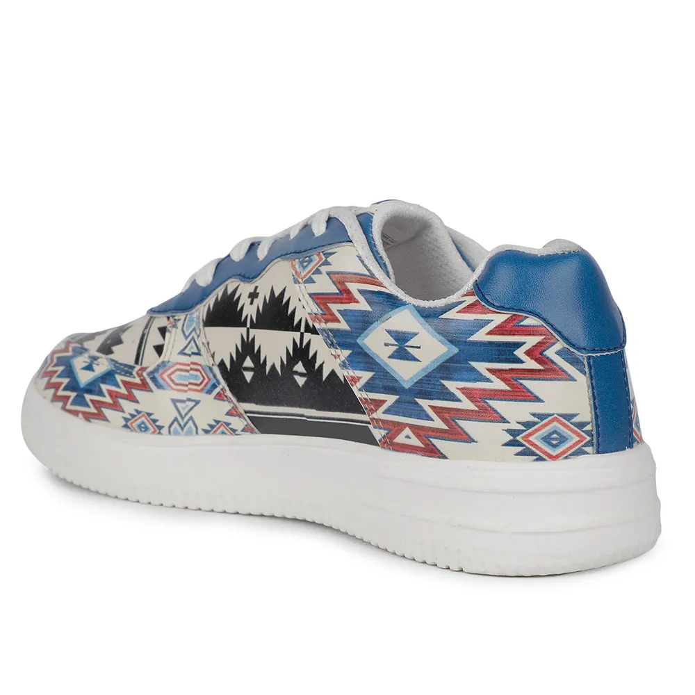 High Traction Modern Edge Leap7x Lacing White Printed Himalayan Handloom Casual Sneakers For Men MJH-M04 By Liberty
