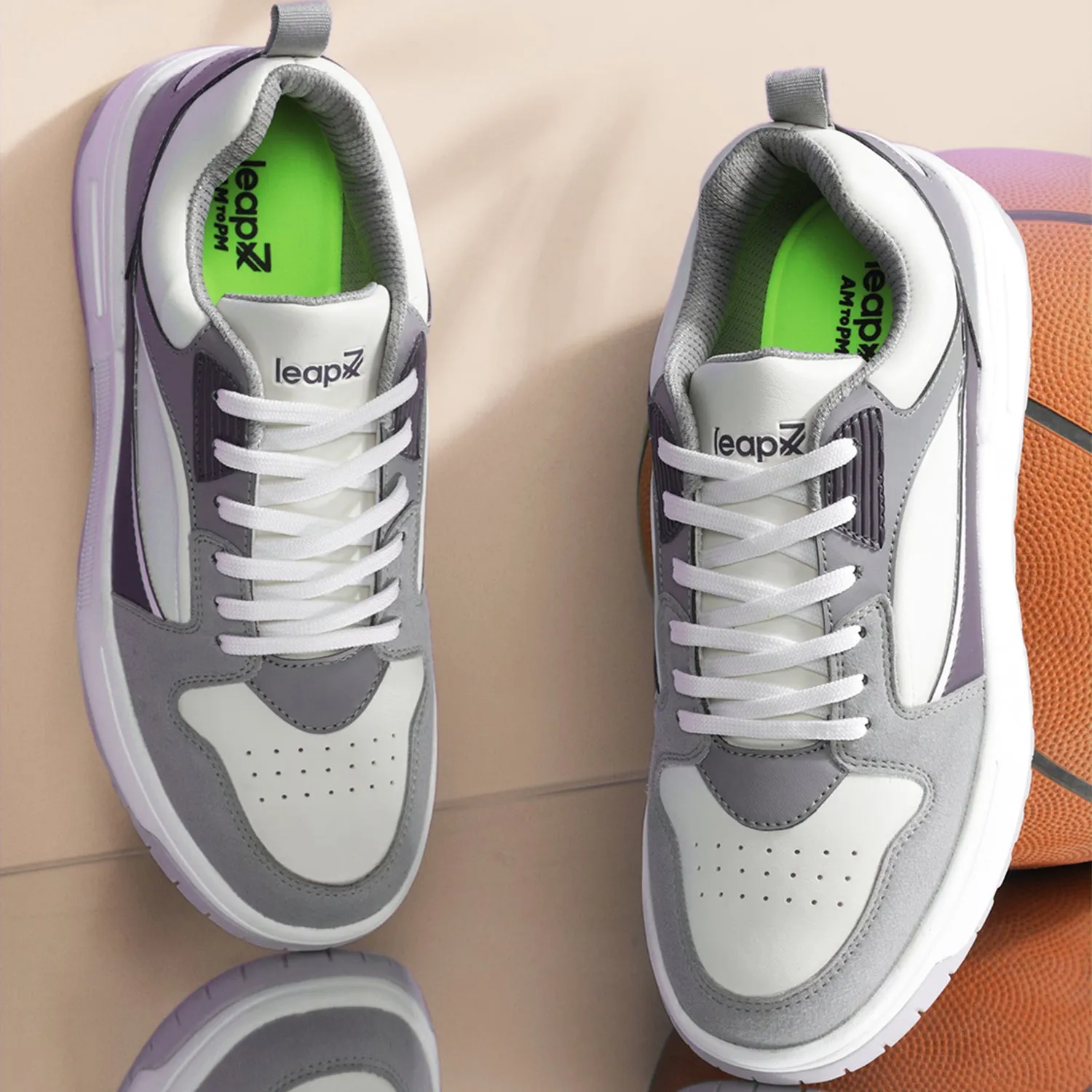 Leap7x Light Grey Casual Lacing Sneakers For Men LAPON-1E By Liberty moisture - management daily runner shoes