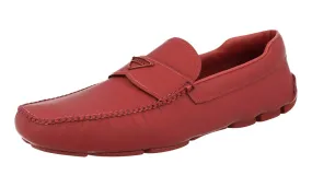 Sleek Comfort Prada Men's Red Leather Loafers 2DD127