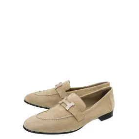Velvet Rich Cool Tone Top quality Hermes Beige Argile Paris Suede Goatskin Loafer 39