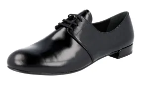 Prada Women's Black Leather Lace-up Shoes DNC645 Silent Step Elite Sharp