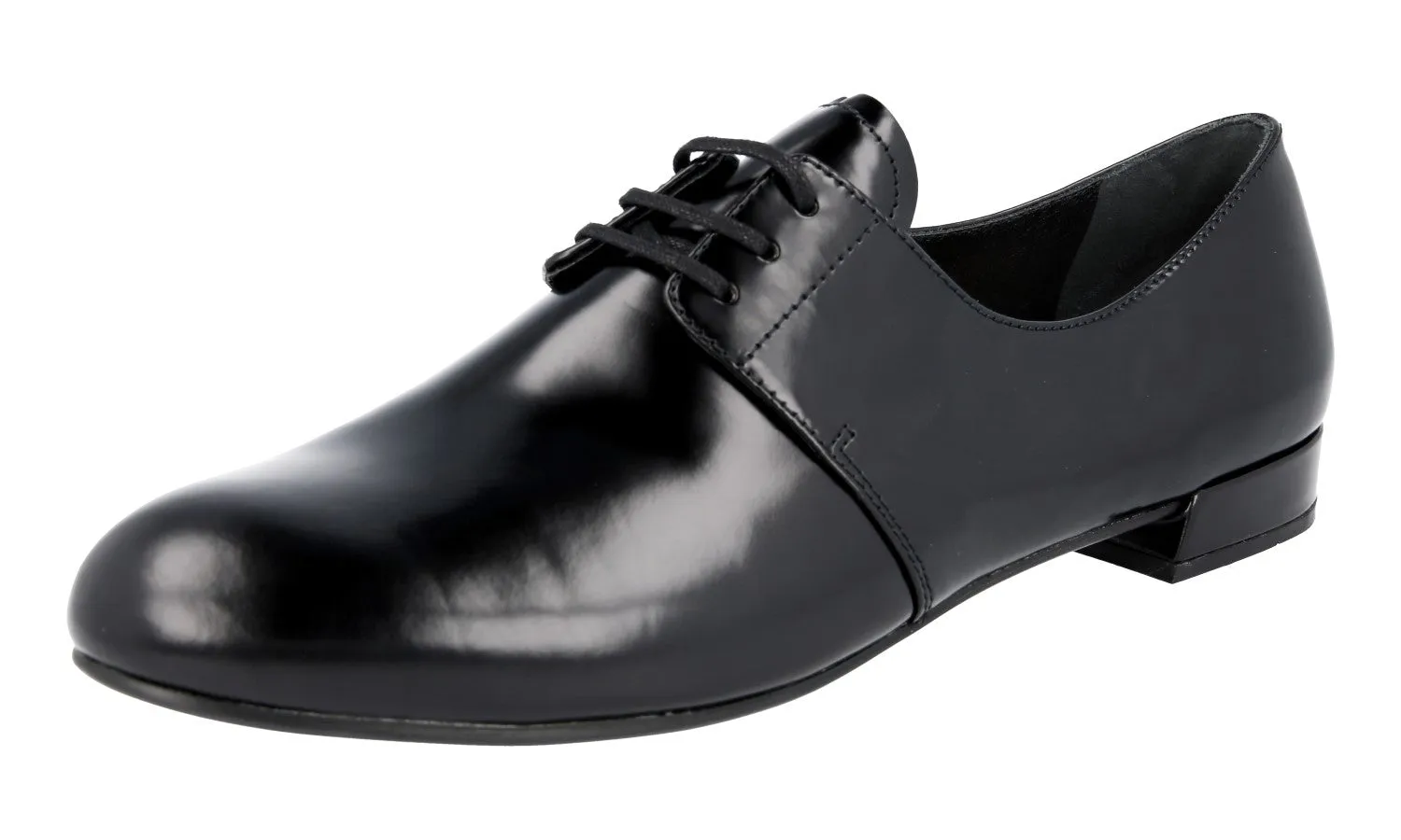 Prada Women's Black Leather Lace-up Shoes DNC645 Silent Step Elite Sharp