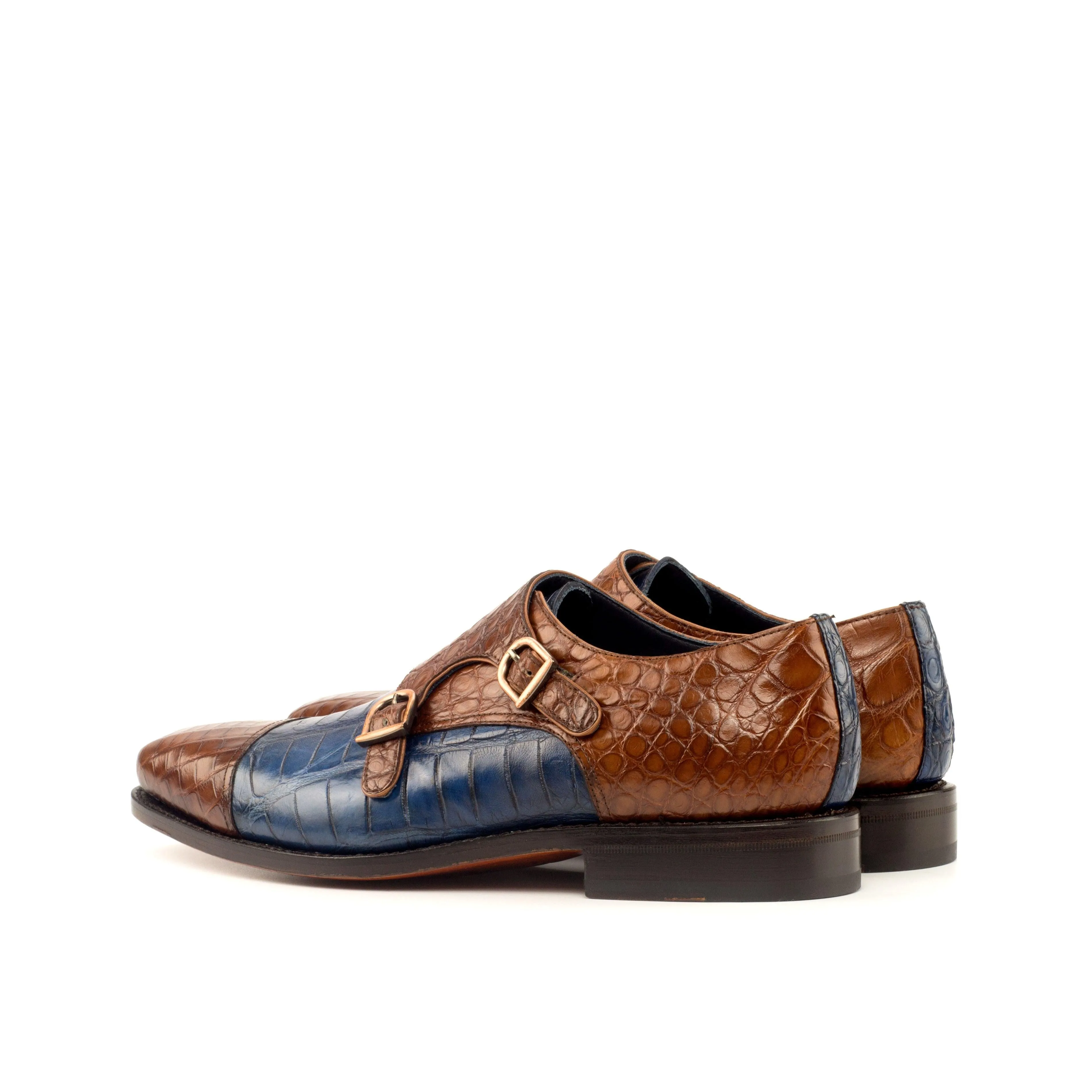 Two-Tone Alligator Double Monk Shoes Stage Fit