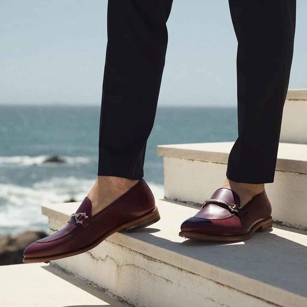 Grip Clear Relaxed Shoes Burgundy Calf Horsebit Loafer