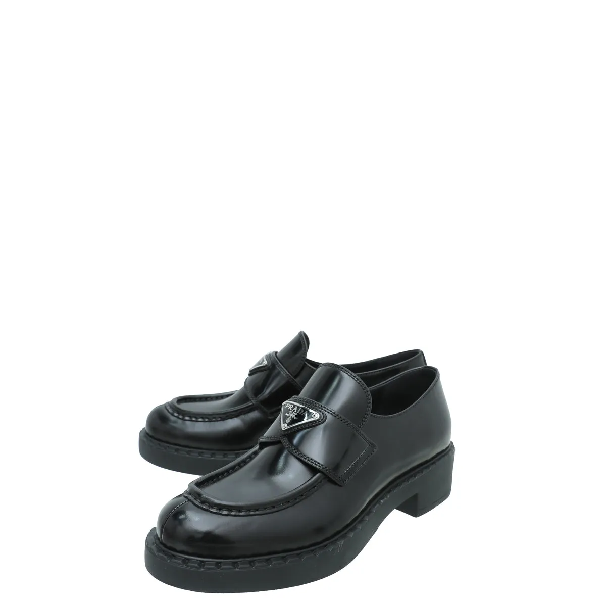 Kids Fun Prada Black Brushed Chocolate Loafers 38