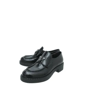 Kids Fun Prada Black Brushed Chocolate Loafers 38