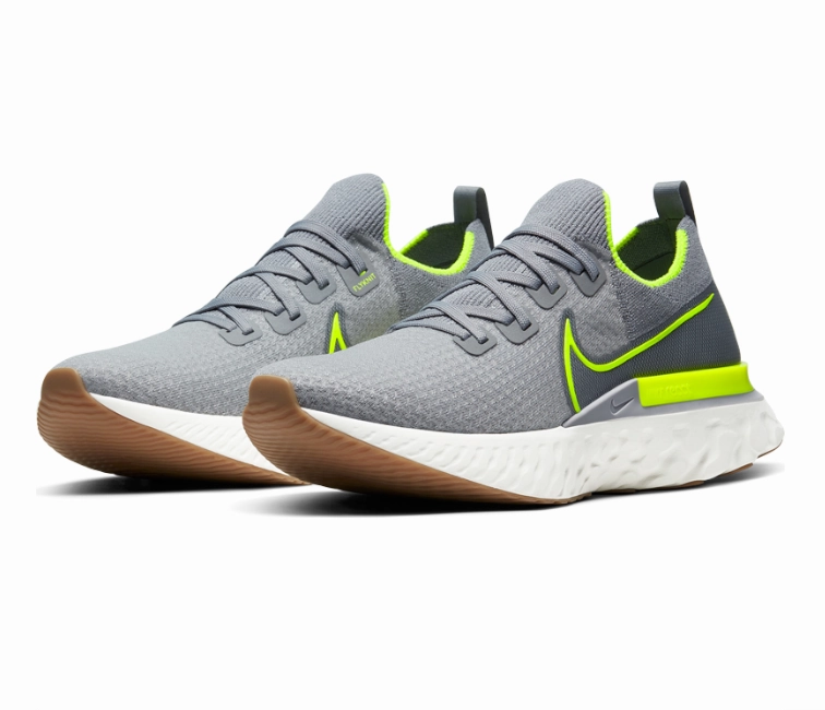 Men's Nike React Infinity Run FK (Particle Grey/Volt) Comfortable Tongue