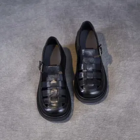 Gold Touch Lily Faux Leather Low-Heel Roman Sandals