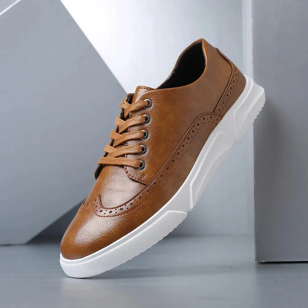 Stitchless Construction Logan Wingtip Faux Leather Sneakers