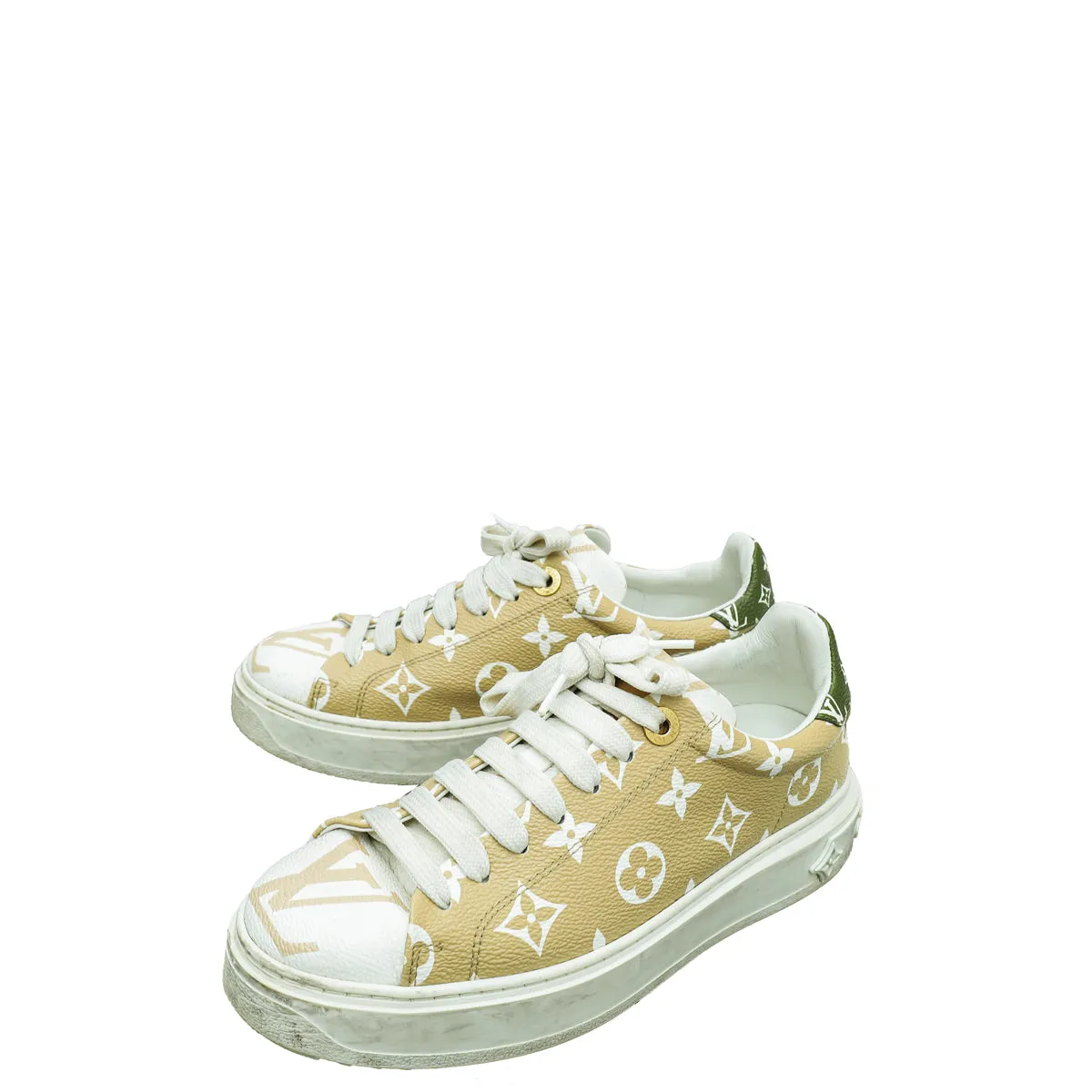 Everywhere Fit Louis Vuitton Bicolor Monogram Giant Time Out Sneakers 36