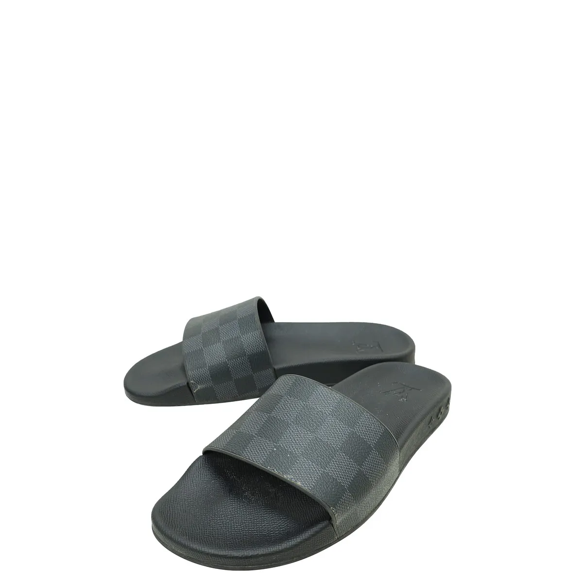 Louis Vuitton Bicolor Rubber Graphite Waterfront Mules 6.5 Feather Light Long Distance