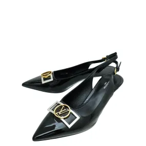 Louis Vuitton Black Vernis Insider Slingback Pump 37 Story Glow