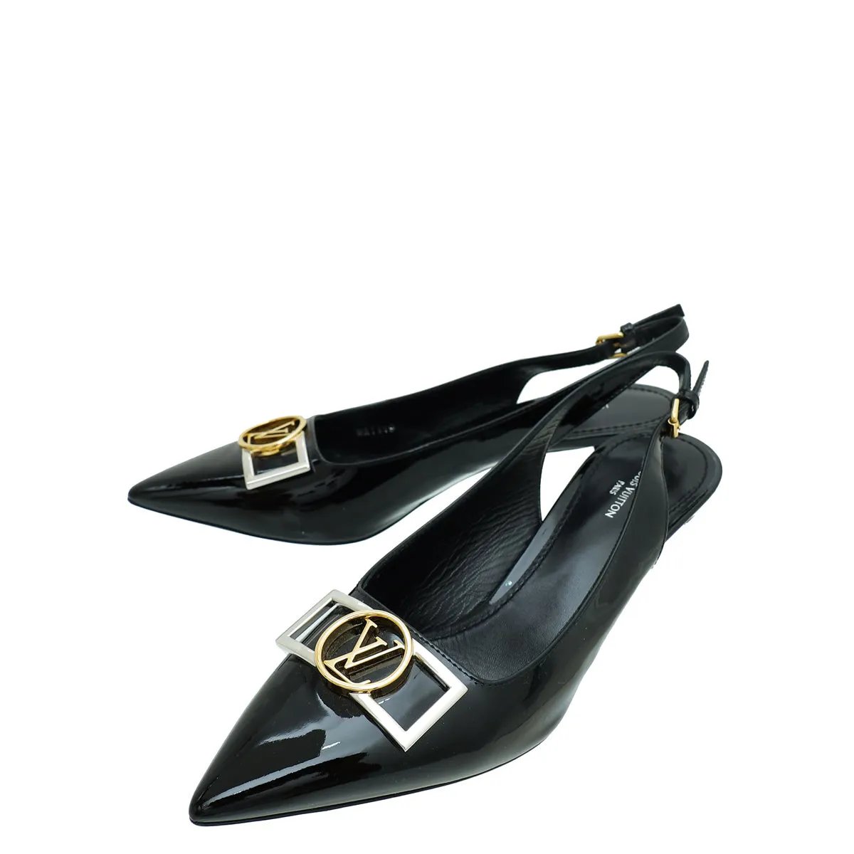 Louis Vuitton Black Vernis Insider Slingback Pump 37 Story Glow