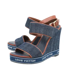 Louis Vuitton Denim Blue Croisiere Wedge Sandal 37 Supportive structure