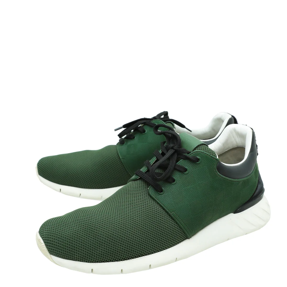 Daily Essential Hill Walk Louis Vuitton Green Rubber Mesh Suede Damier Fastlane Sneaker 10