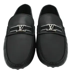 LOUIS VUITTON Hockenheim Moccasin Leather Loafers Black US 10 Pair Quick