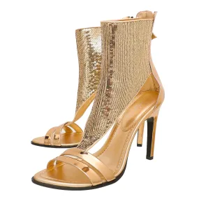 Louis Vuitton Metallic Gold Sequins Iconic Sandals 39 Galaxy Tone