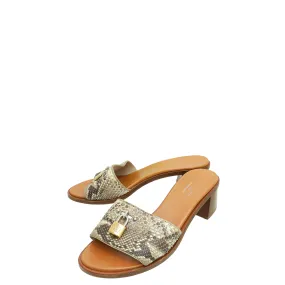 Foot Support Louis Vuitton Natural Python Lock It Mules 36.5
