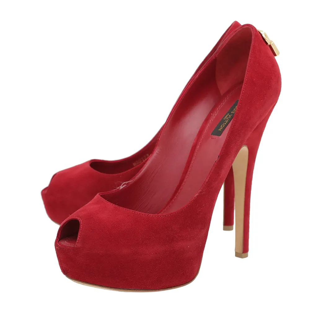 Louis Vuitton Red Suede Oh Really Pumps 39.5 Nature Walk Fitness