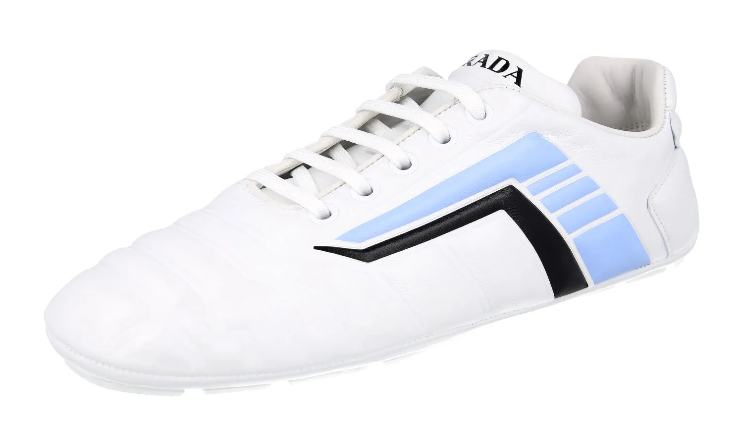 Durable Upper Material Prada Women's White Leather Sneaker 1E505M