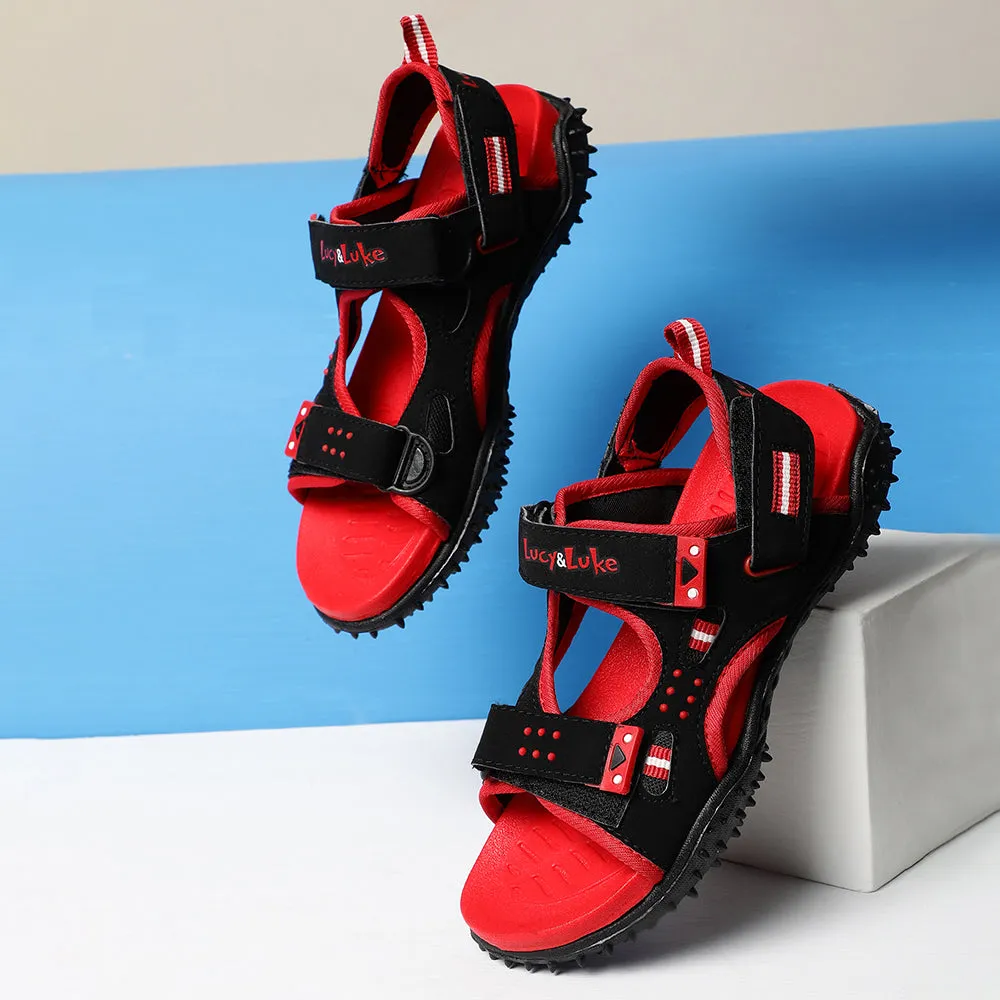 Lucy & Luke (Black) Casual Sandal For Kids SPLENDOR By Liberty Stylish Walking Shoes