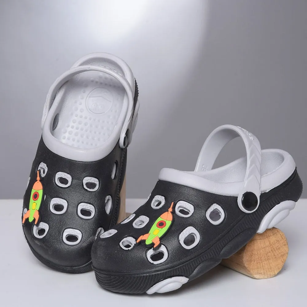 Lucy & Luke Black Casual Slingback Clogs For Kids LPMXT-823 By Liberty Instant Footwear Fit Breathable Linings