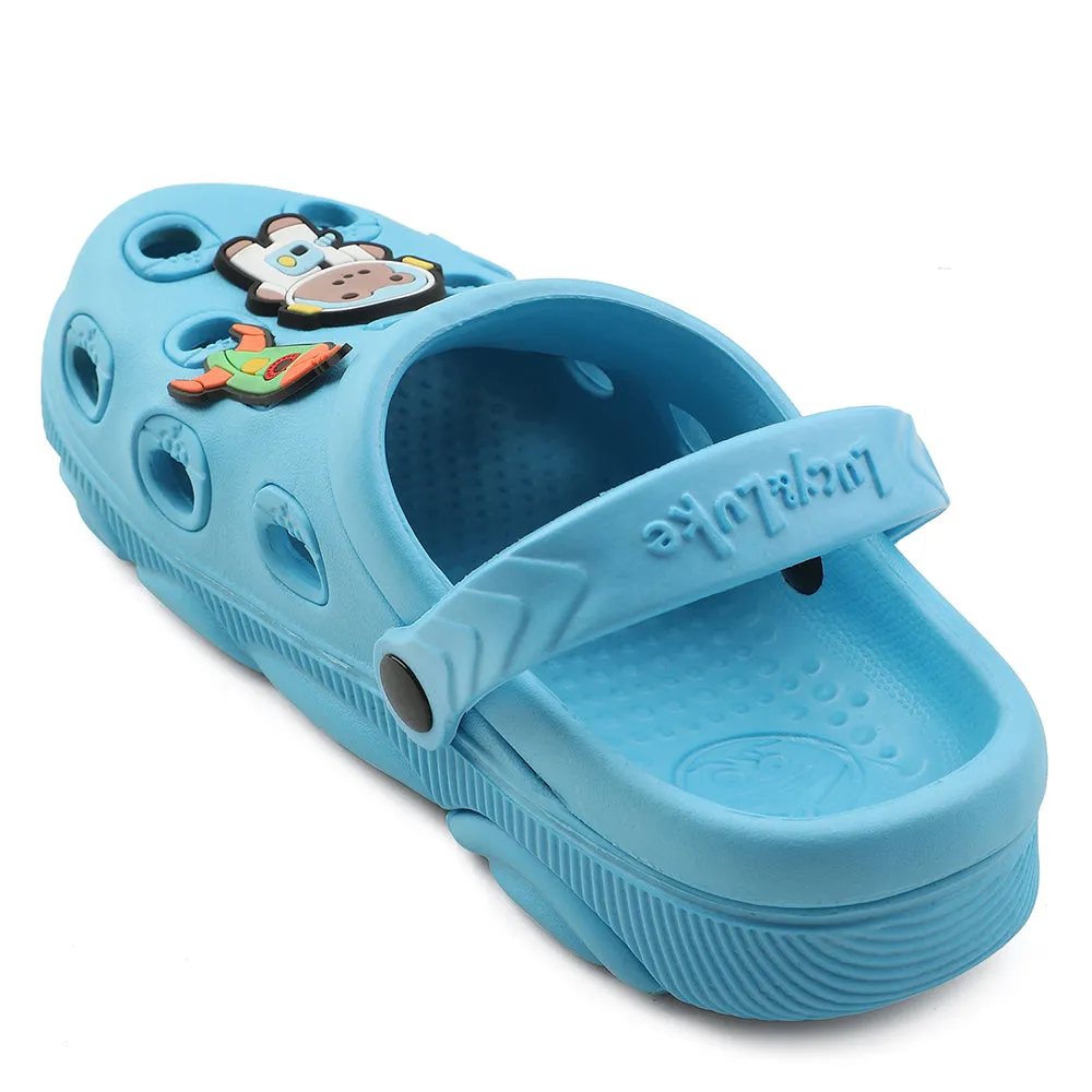 Cozy Sandal Step Reflective details Lucy & Luke Blue Slingback Clogs For Kids LPMXT-K834 By Liberty